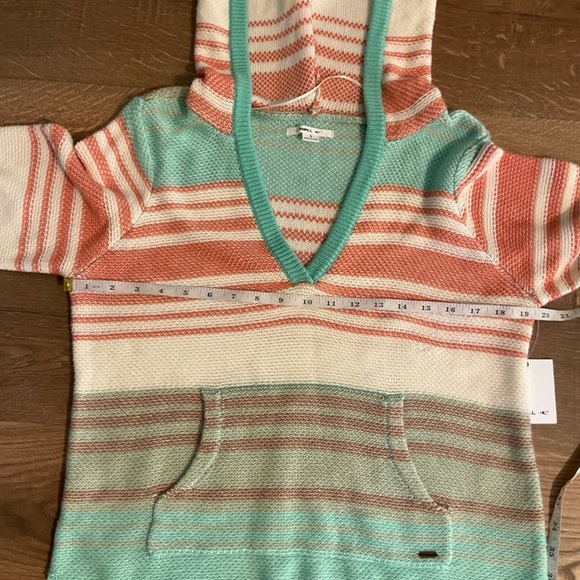 O’Neill pink, mint green, white striped Hoodie sweater, S, NWT! - Picture 4 of 7